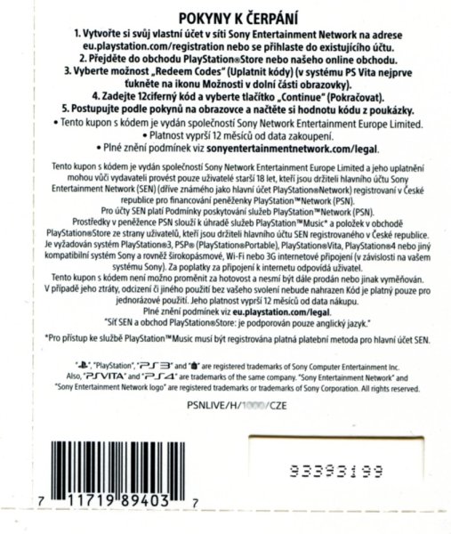 detail PLAYSTATION LIVE CARDS 500 Kč