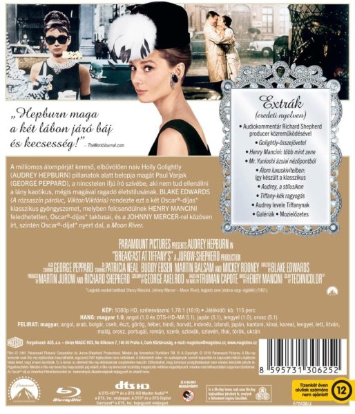 detail Snídaně u Tiffanyho - Blu-ray (maďarský obal)