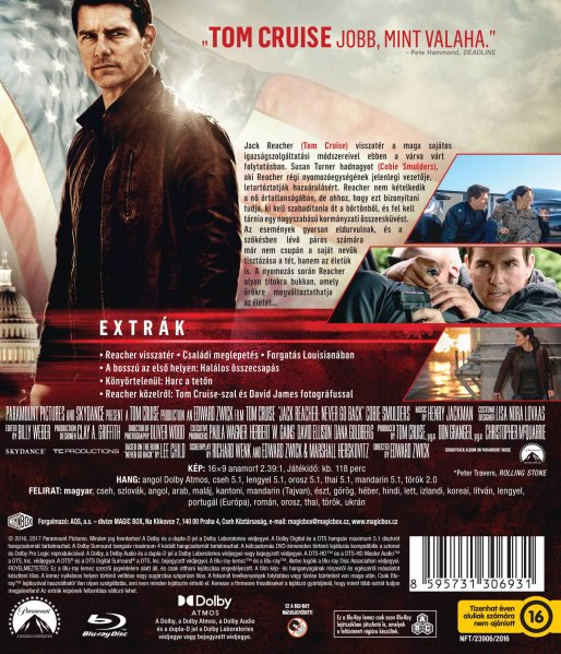 detail Jack Reacher: Nevracej se - Blu-ray (maďarský obal)
