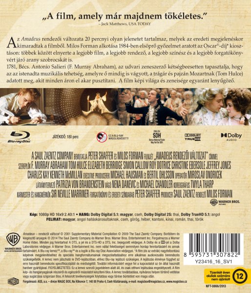 detail Amadeus (Režisérská verze) - Blu-ray (maďarský obal)