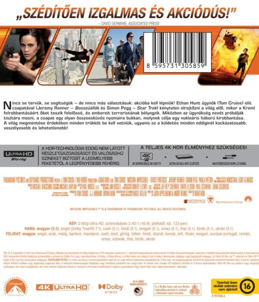 detail Mission: Impossible 4 Ghost Protocol - 4K UHD Blu-ray (maďarský obal)