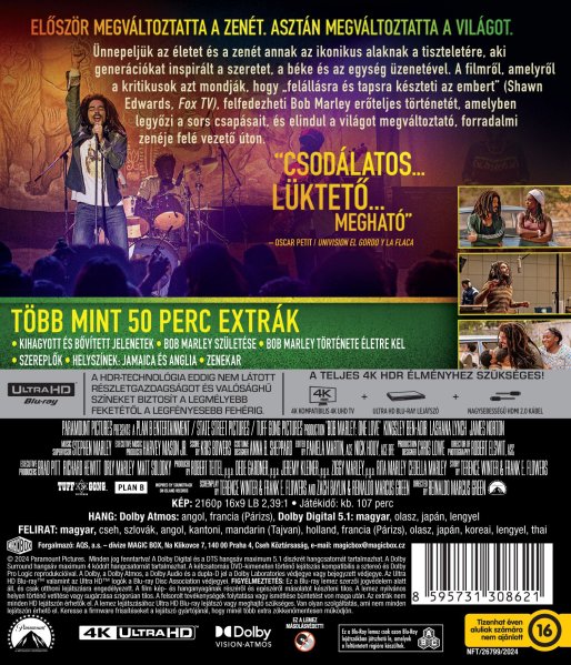 detail Bob Marley: One Love - 4K Ultra HD Blu-ray (maďarský obal)